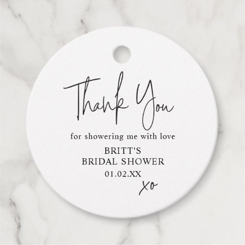 Modern Bridal Shower Favor Thank You Tag 