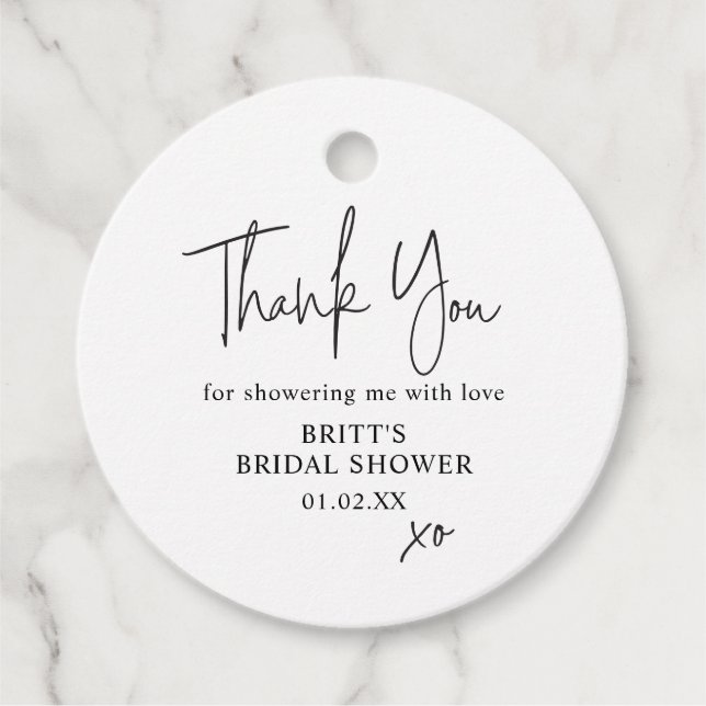 Modern Bridal Shower Favor Thank You Tag  (Front)