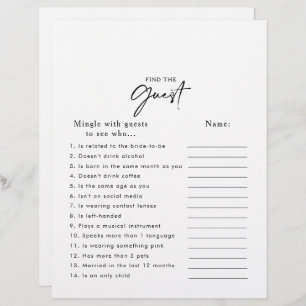 Modern Bridal Shower Find the Guest Game