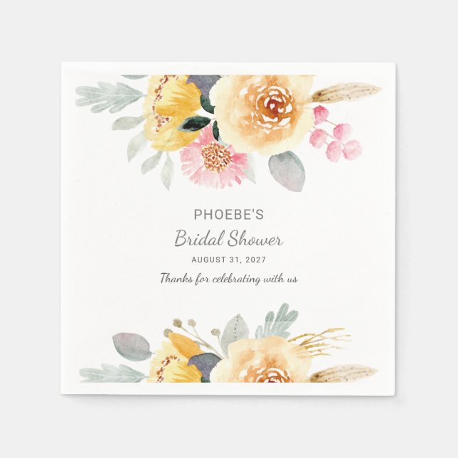 Modern Bridal Shower Floral Modern Botanical Napkins (Front)