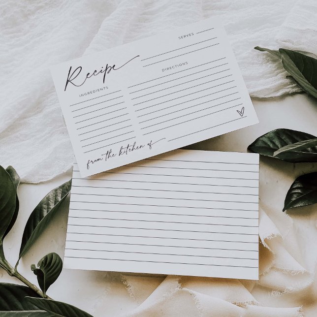 Modern Bridal Shower Game Activity Recipe Card  (Creator Uploaded)