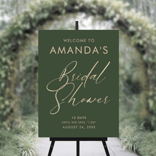 Modern Bridal Shower Green and Gold Welcome Sign  (Creator Uploaded)