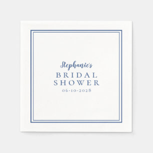 Modern Bridal Shower Navy Blue White Minimalistic Napkins