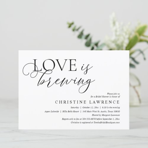 Modern Bridal Shower Party Love is Brewing Invita Invitation