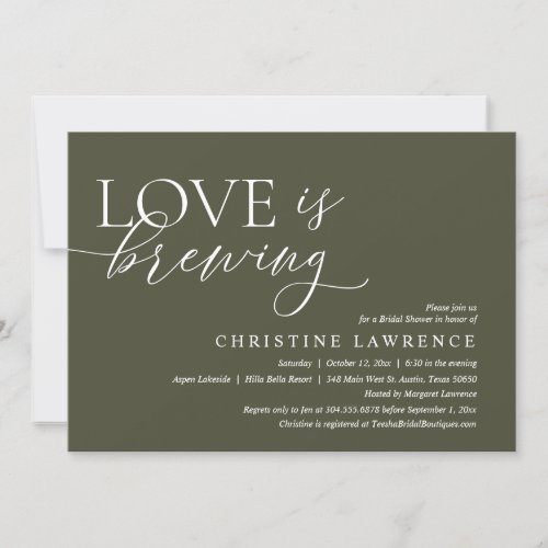 Modern Bridal Shower Party Love is Brewing Invitation