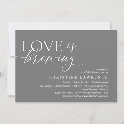 Modern Bridal Shower Party Love is Brewing Invitation