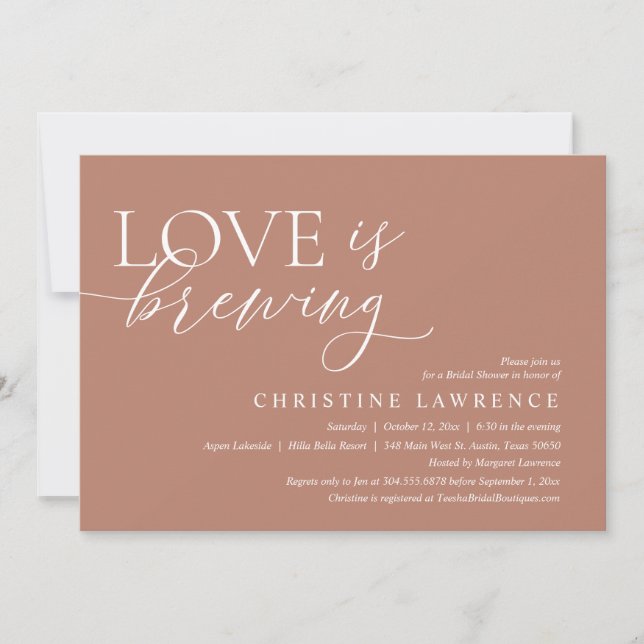 Modern Bridal Shower Party, Love is Brewing Invitation (Front)