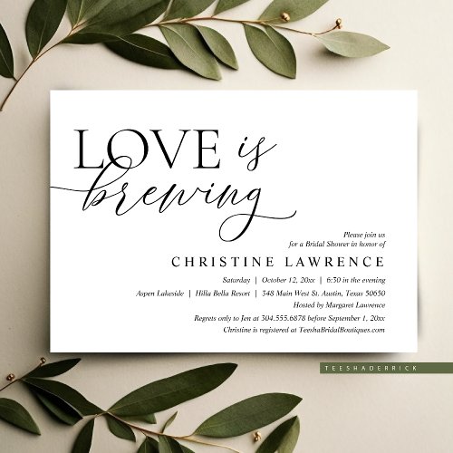 Modern Bridal Shower Party Love is Brewing Invitation