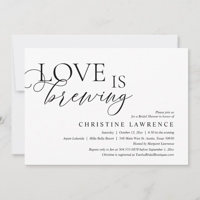 Modern Bridal Shower Party, Love is Brewing Invitation (Front)