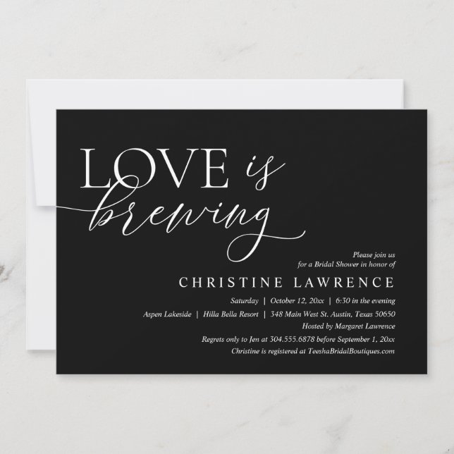 Modern Bridal Shower Party, Love is Brewing Invitation (Front)