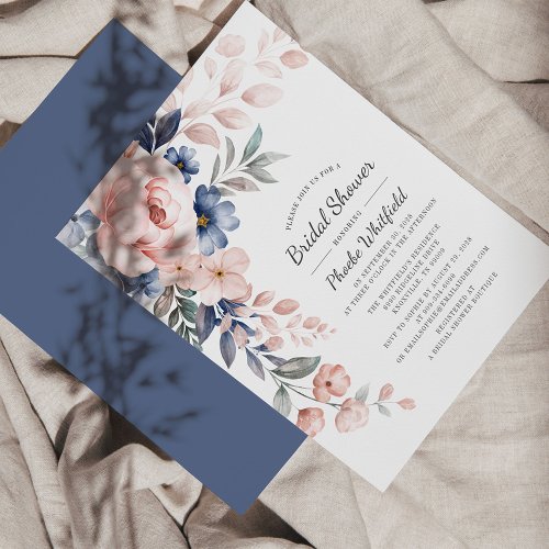 Modern Bridal Shower Pink Floral Invitation Card