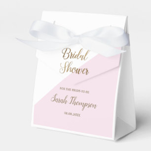 Modern Bridal Shower Pink Gold Script Favor Box