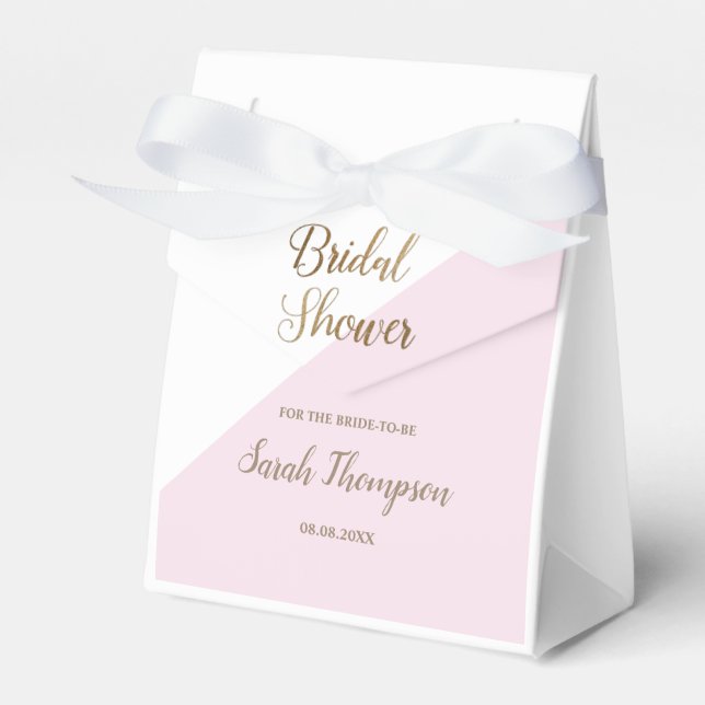Modern Bridal Shower Pink Gold Script Favor Box (Front Side)