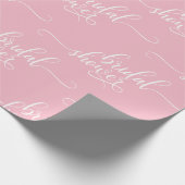 Modern BRIDAL SHOWER pink white script calligraphy Wrapping Paper (Corner)