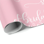 Modern BRIDAL SHOWER pink white script calligraphy Wrapping Paper (Roll Corner)