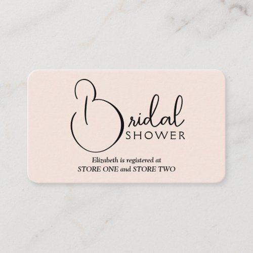 Modern Bridal Shower Registry Blush Pink Enclosure Card