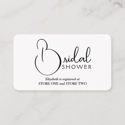 Modern Bridal Shower Registry Enclosure Card