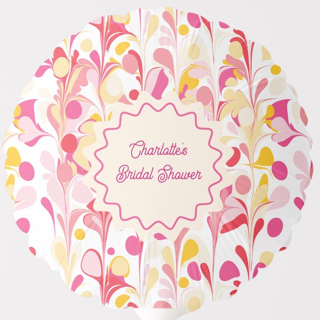 Modern Bridal Shower Retro Abstract Pink Wavy Balloon (Modern abstract groovy abstract wavy personalized bridal shower balloon)