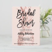 Modern bridal shower rose gold glitter pineapple invitation (Standing Front)