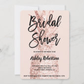 Modern bridal shower rose gold glitter pineapple invitation (Front)