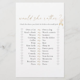 Modern Bridal Shower Shoe Game Card