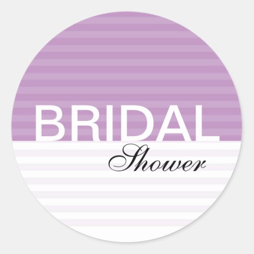 Modern Bridal Shower StickersPurple Stripes Classic Round Sticker