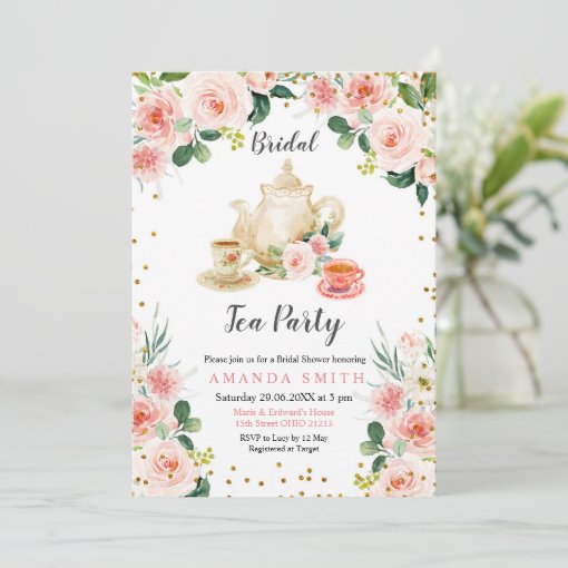 Modern Bridal Shower Tea Party Invitation | Zazzle