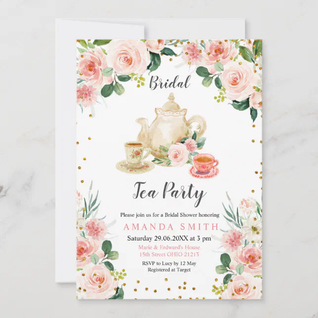 Modern Bridal Shower Tea Party Invitation | Zazzle