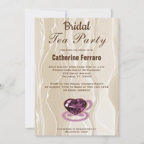 Modern Bridal Shower Tea Party with Heart Invitation