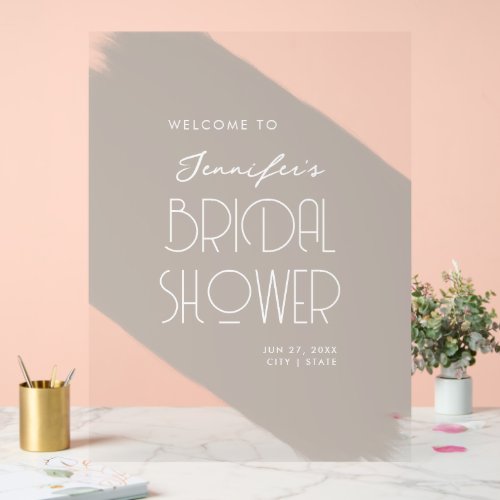 Modern Bridal Shower Welcome Paint Beige Acrylic Sign