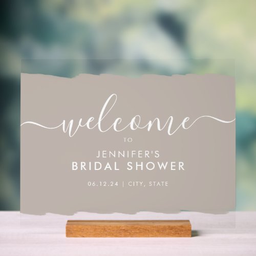 Modern Bridal Shower Welcome Paint Beige Acrylic Sign