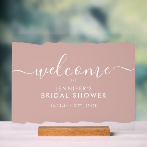 Modern Bridal Shower Welcome Paint Blush Acrylic Sign