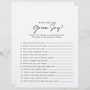 Modern Bridal Shower What did the Groom Say