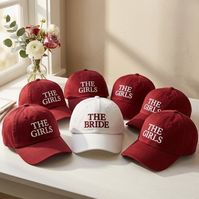 Modern Bride and Bridesmaid Wedding Custom Script Embroidered Baseball Cap (Bride Squad Embroidery, Bridesmaid Hat Gift, Wedding Party Favor, Bridal Party Keepsake, Bride Gift)