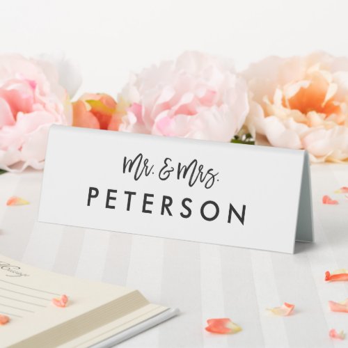 Modern Bride and Groom Mr and Mrs Table Signs