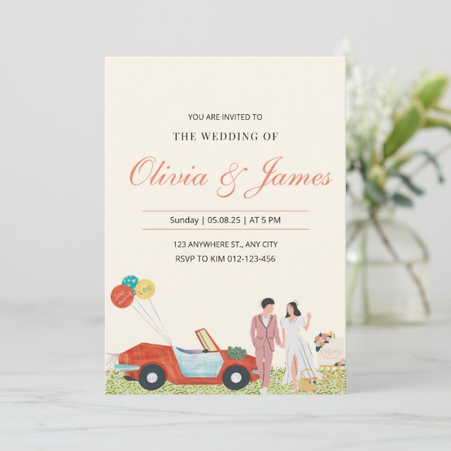  Modern Bride and Groom personalized Wedding Invit Invitation (Standing Front)