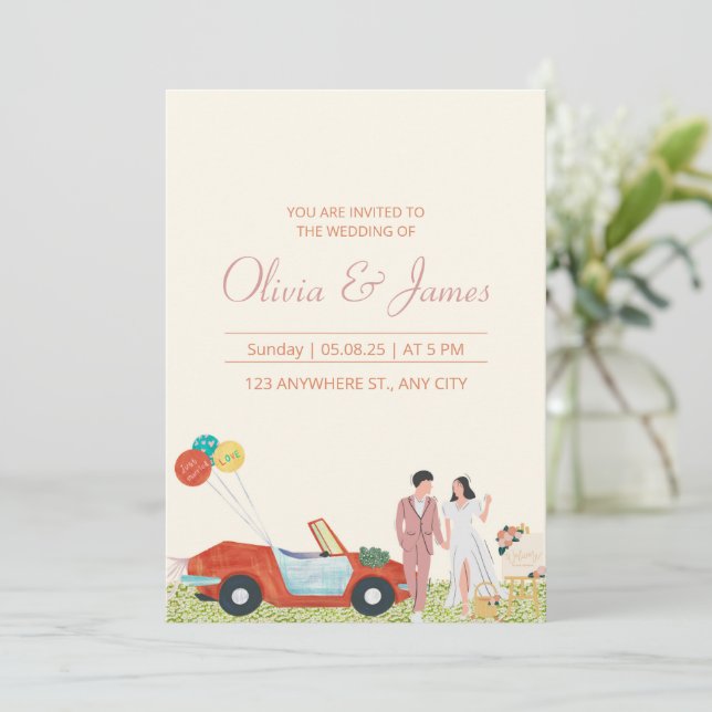  Modern Bride and Groom personalized Wedding Invit Invitation (Standing Front)