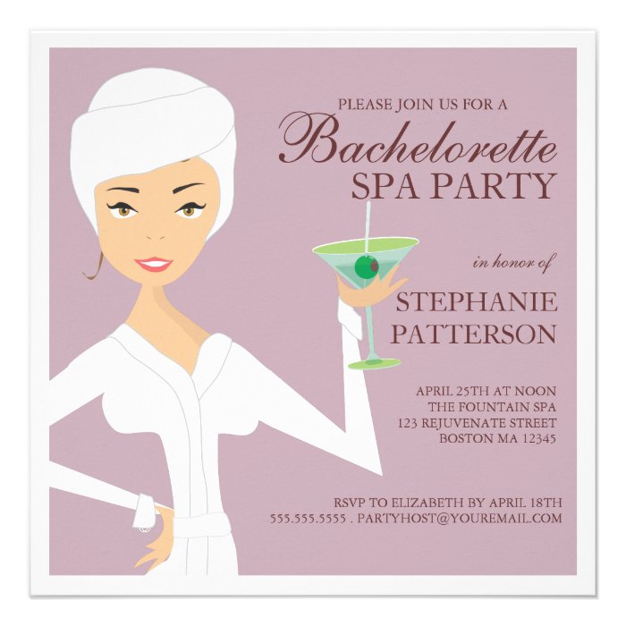 Modern Bride Bachelorette Spa Party Invitation