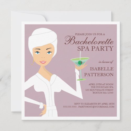 Modern Bride Bachelorette Spa Party Invitation