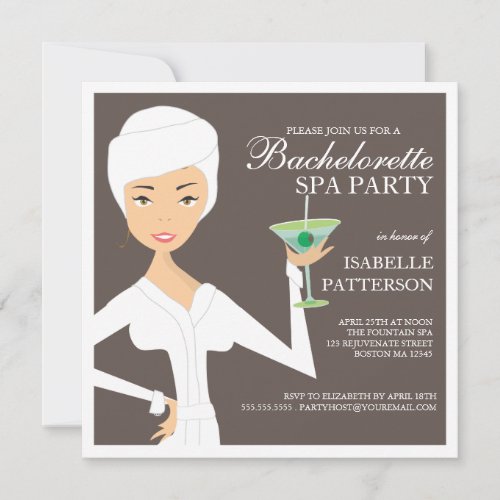 Modern Bride Bachelorette Spa Party Invitation