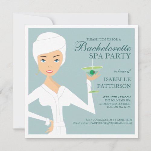 Modern Bride Bachelorette Spa Party Invitation