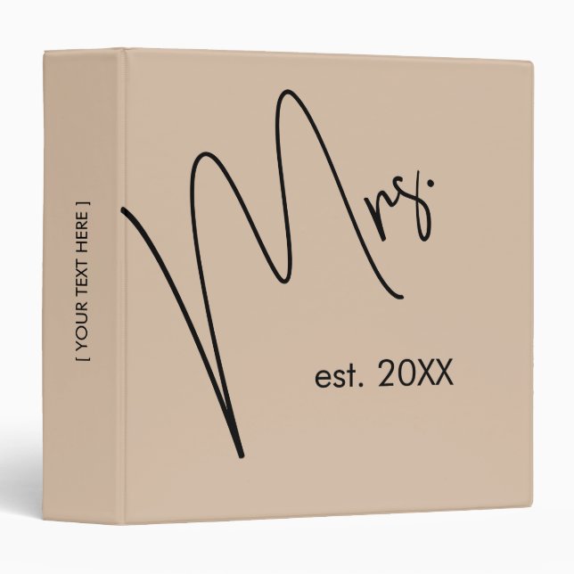 Modern Bride | Beige + Black Script 3 Ring Binder (Front/Spine)