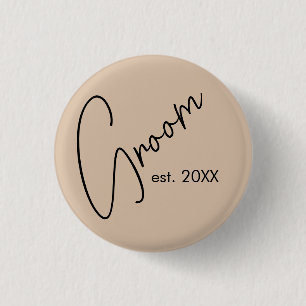 Modern Bride   Beige + Black Script Button