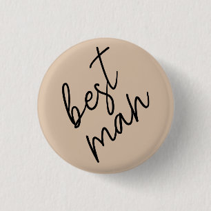 Modern Bride   Beige + Black Script Button