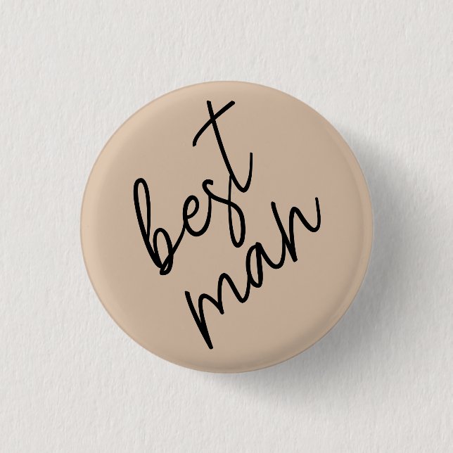 Modern Bride | Beige + Black Script Button (Front)