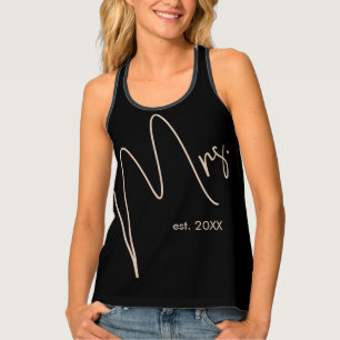 Modern Bride   Beige + Black Script Tank Top