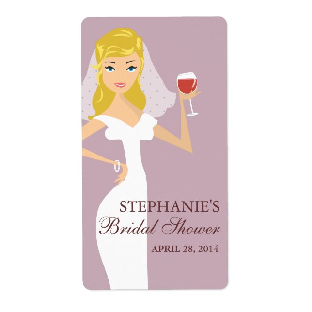 Modern Bride Bridal Shower Wine Theme Label (Front)