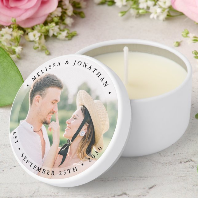 Modern Bride Groom Custom Simple Photo Wedding Mini Candle Favors (Creator Uploaded)