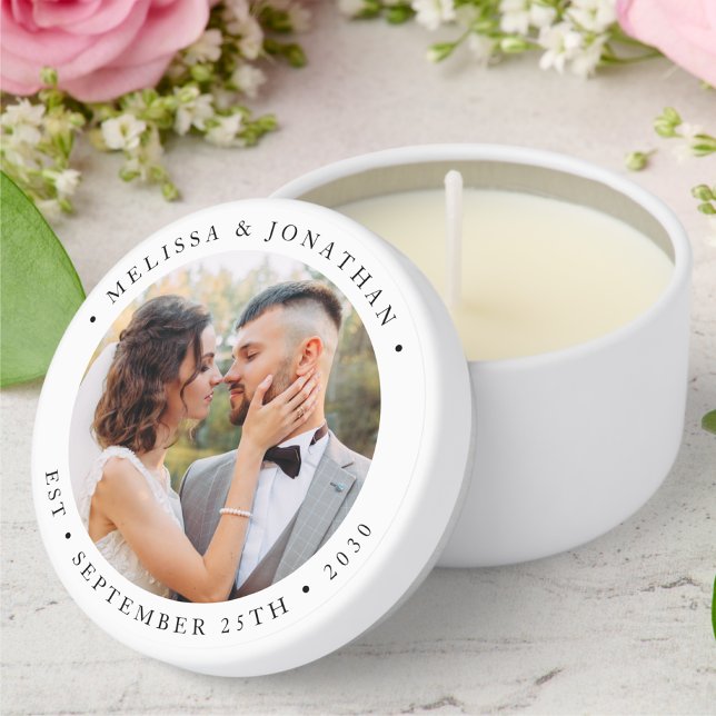Modern Bride Groom Personalized Photo Wedding Mini Candle Favors (Creator Uploaded)