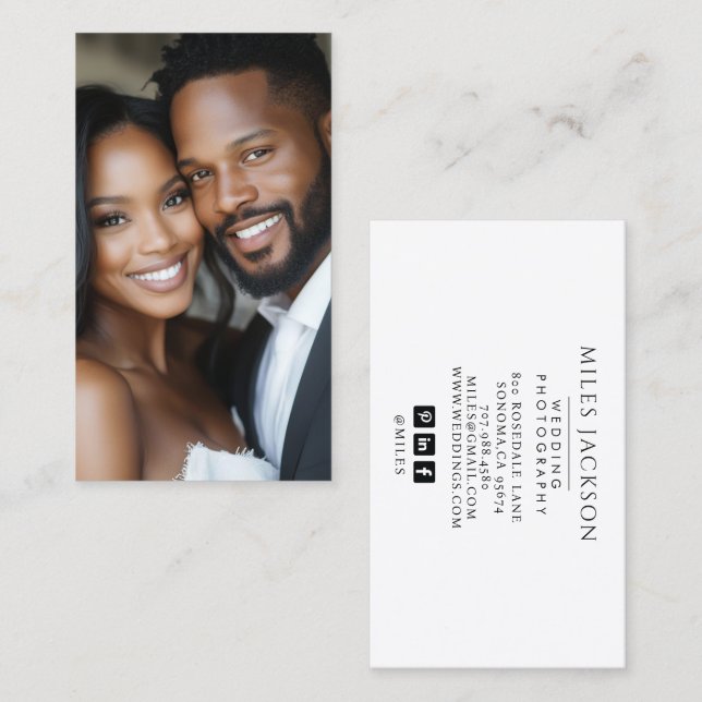 Modern Bride Groom Photo Wedding Photographer Business Card (Front/Back)